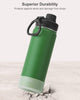 koodee Insulated Water Bottle, 22 oz Stainless Steel Double Wall Vacuum Wide Mouth Sport Bottle with Leakproof Spout Lid(Grass Green)