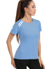 4POSE Women's Short Sleeve Active T Shirt Quick Dry Sports Yoga Tops Blue L